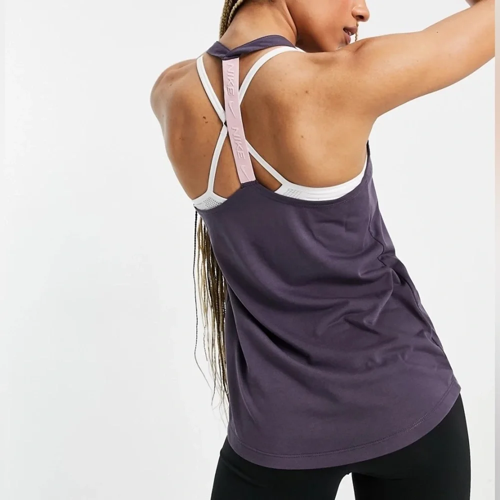 Nike Training Elastika Tank Top in Purple with Pink Accents Womens Size XS - Picture 1 of 16